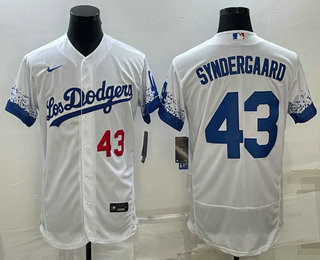 Men's Los Angeles Dodgers #43 Noah Syndergaard Number White 2022 City Connect Flex Base Stitched Jersey,We sell and wholesale Men's Los Angeles Dodgers #43 Noah Syndergaard Number White 2022 City Connect Flex Base Stitched Jersey on line form chian!